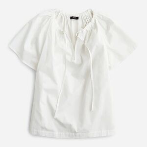 J.Crew tie-neck cotton poplin top in white